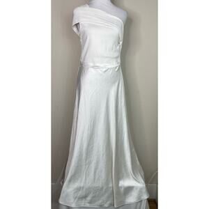 Ted Baker London Ivena Asymetric Knit Bodice Satin Midi Dress Size 8 has FLAWS